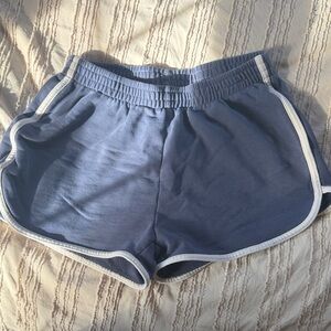 aerie Light Blue Athletic Retro Shorts with White Trim